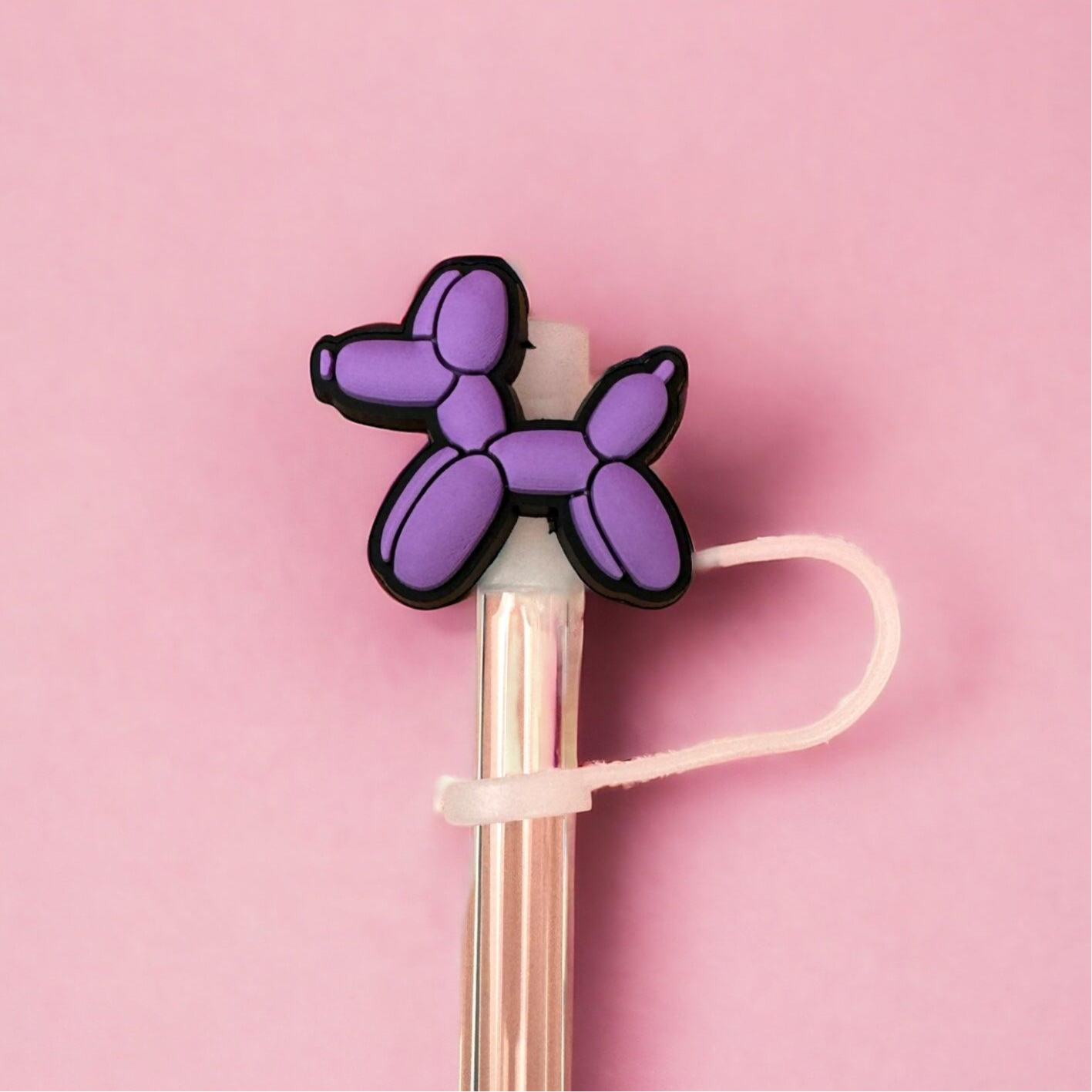 Purple Balloon Straw Topper
