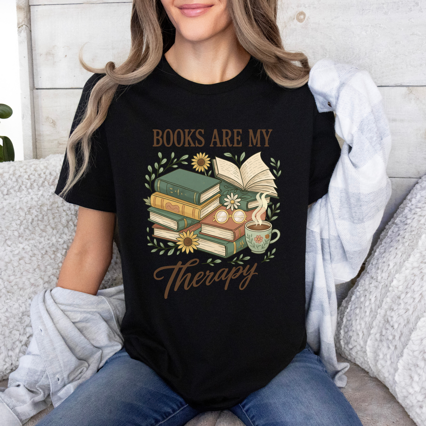 ☕ Cozy Reader Therapy 📖✨
100% Organic Cotton T-Shirt