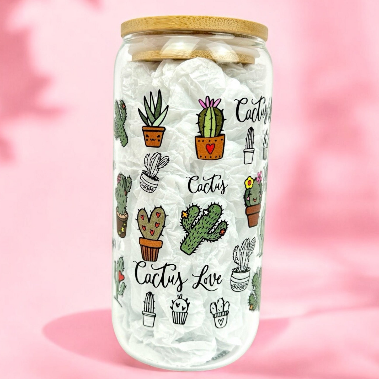 Cactus Love 16oz (455ml) Iced Coffee Glass Cup