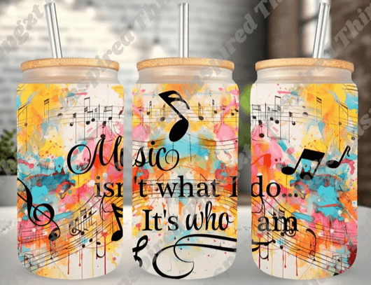 Music is who I'am 16oz (455ml) Iced Coffee Glass Cup