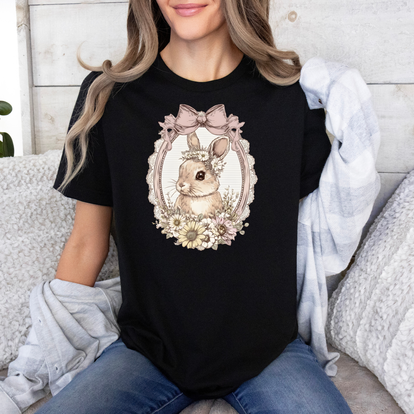 Cute Floral Bunny Bow Shirt 🐰🎀