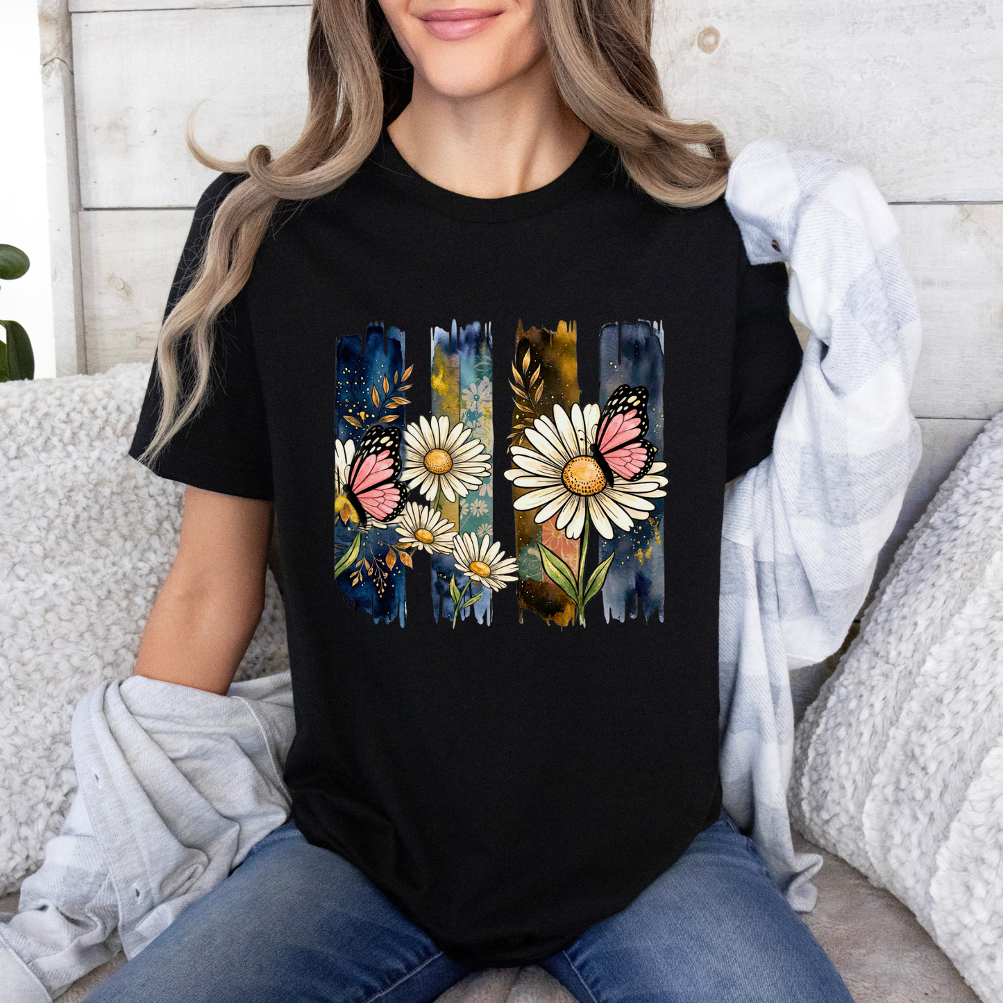 Midnight Daisy Butterfly 🌙🦋 t-shirt 100% Organic Cotton