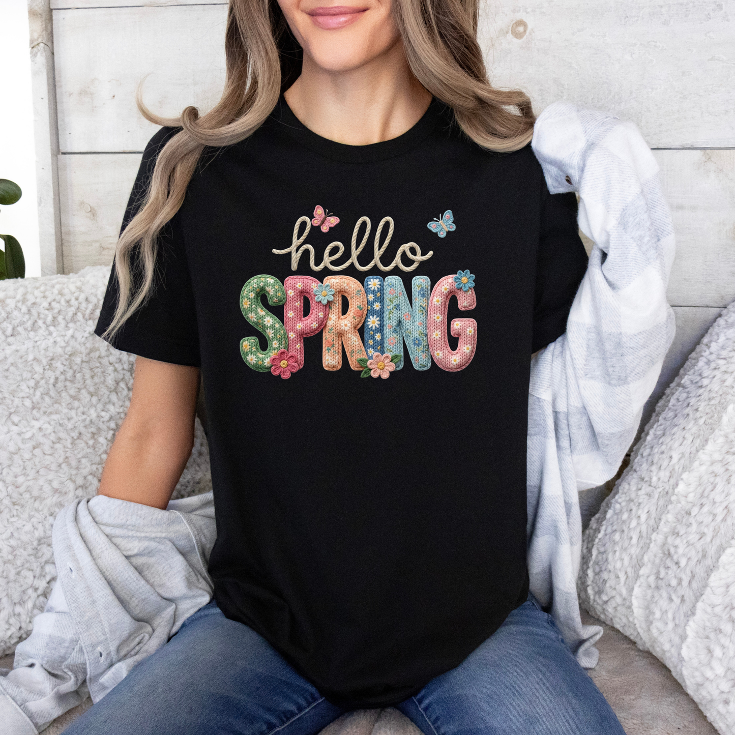 Hello Spring Floral Patch T-Shirt 🌸🦋