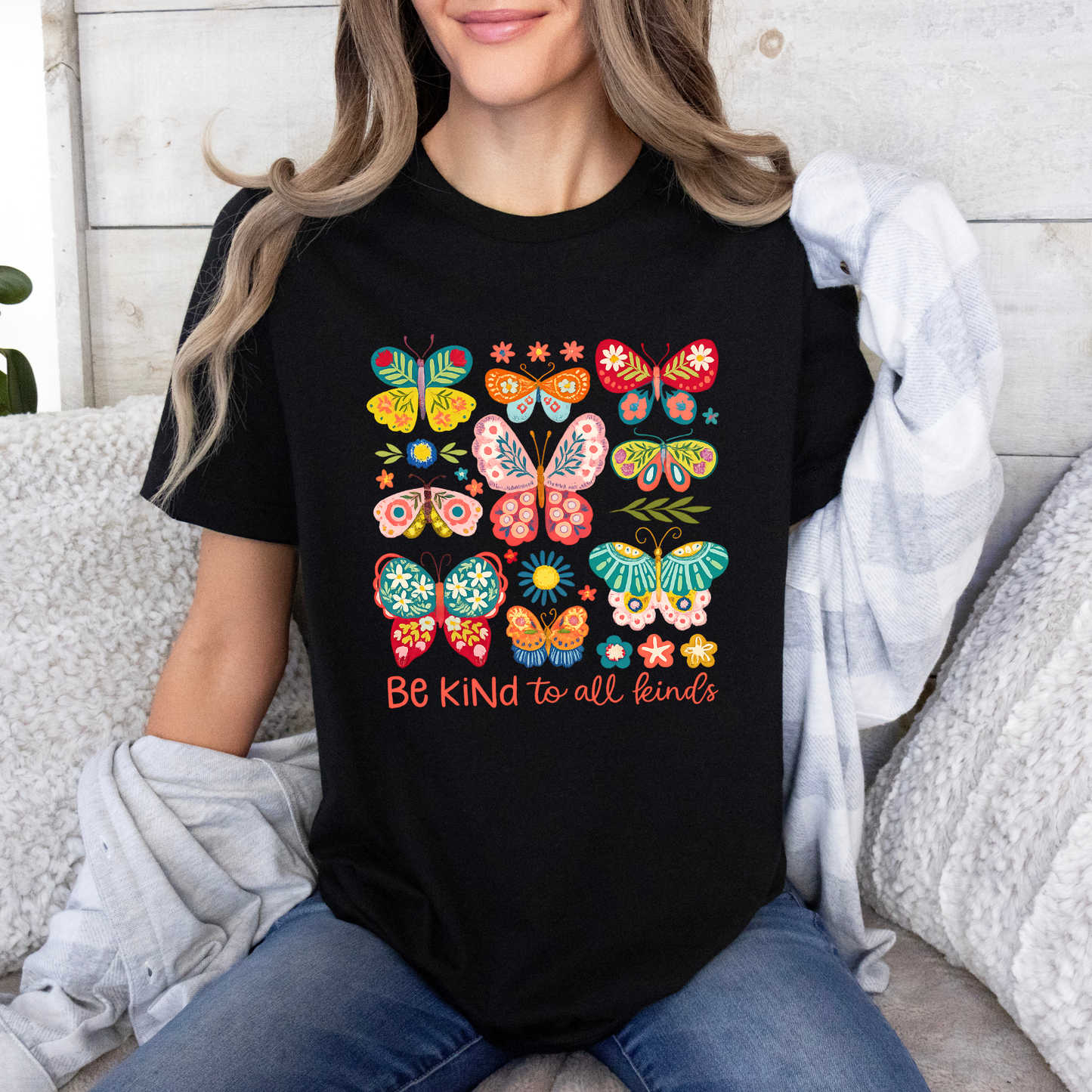 🦋 Colorful Butterflies 🦋✨ 100% Organic Cotton T-Shirt