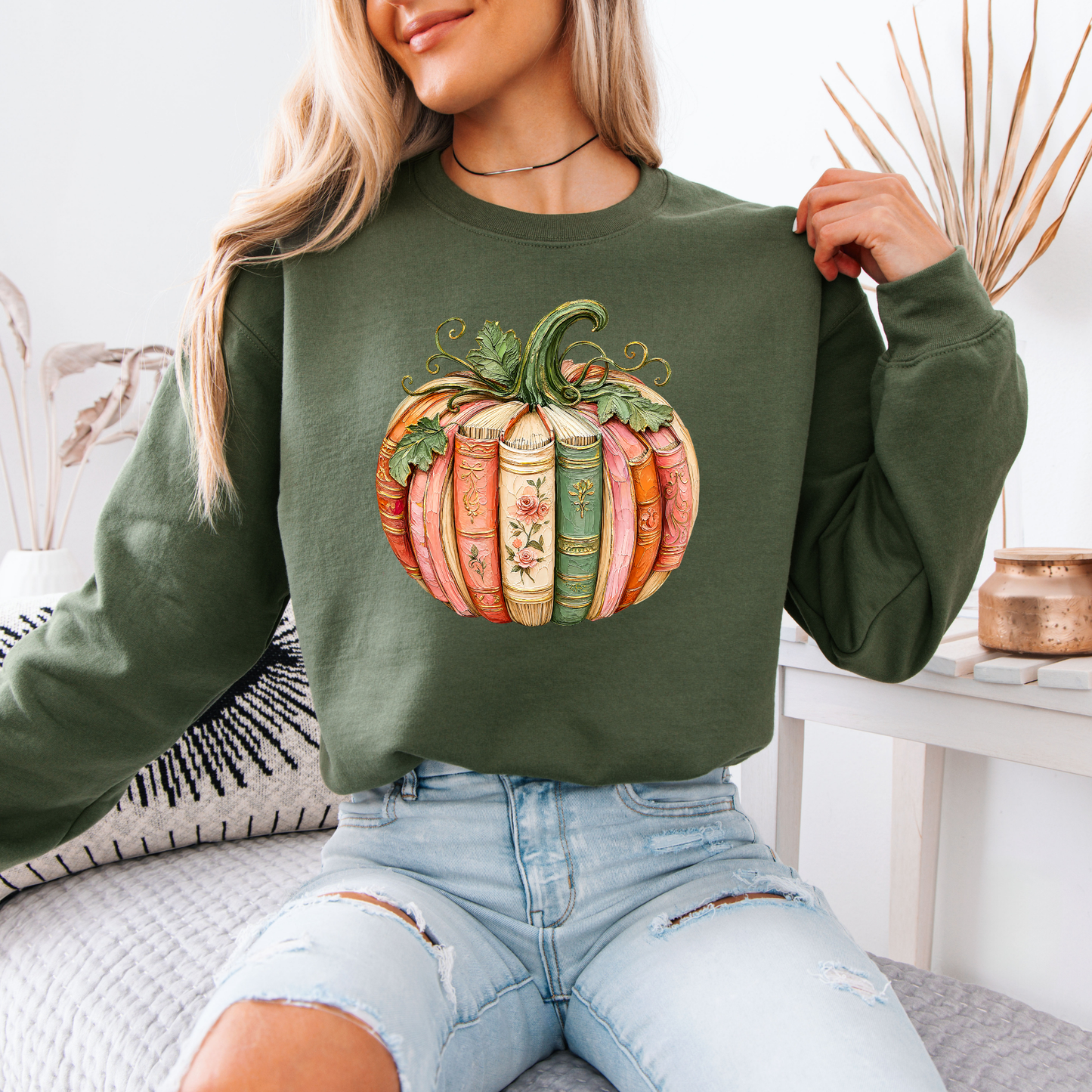 📚 Bookish Pumpkin Autumn Sweatshirt 🎃🌸