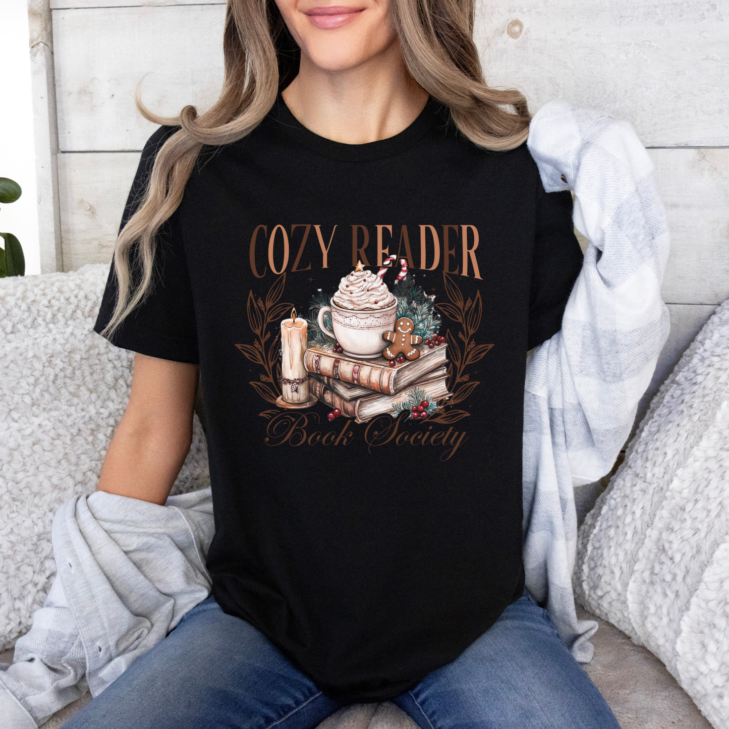 ☕📖 Cozy Reader Society ✨  100% Organic Cotton T-Shirt