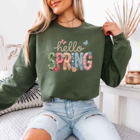 Hello Spring Floral Patch Sweatshirt 🌸🦋