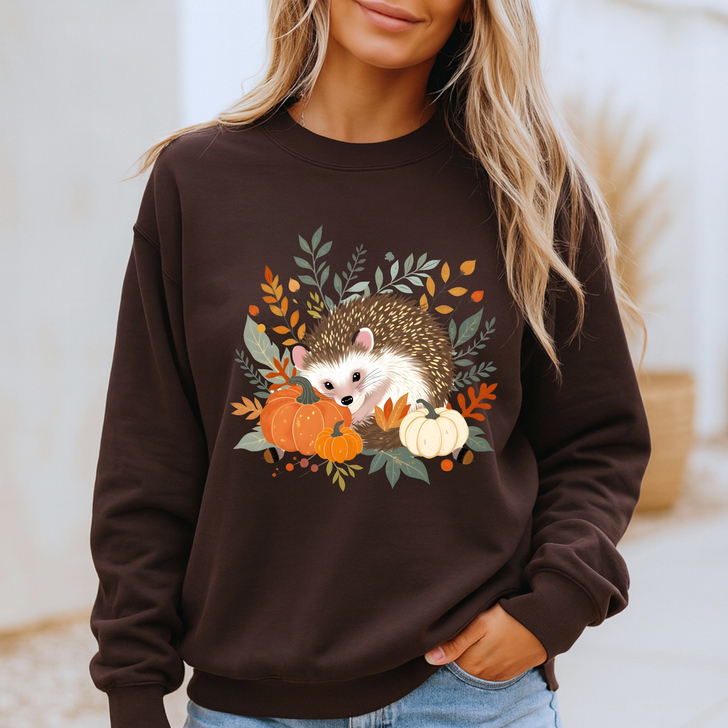 🍂 Forest Hedgehog Fall Vibes 🧡Cotton Sweatshirt