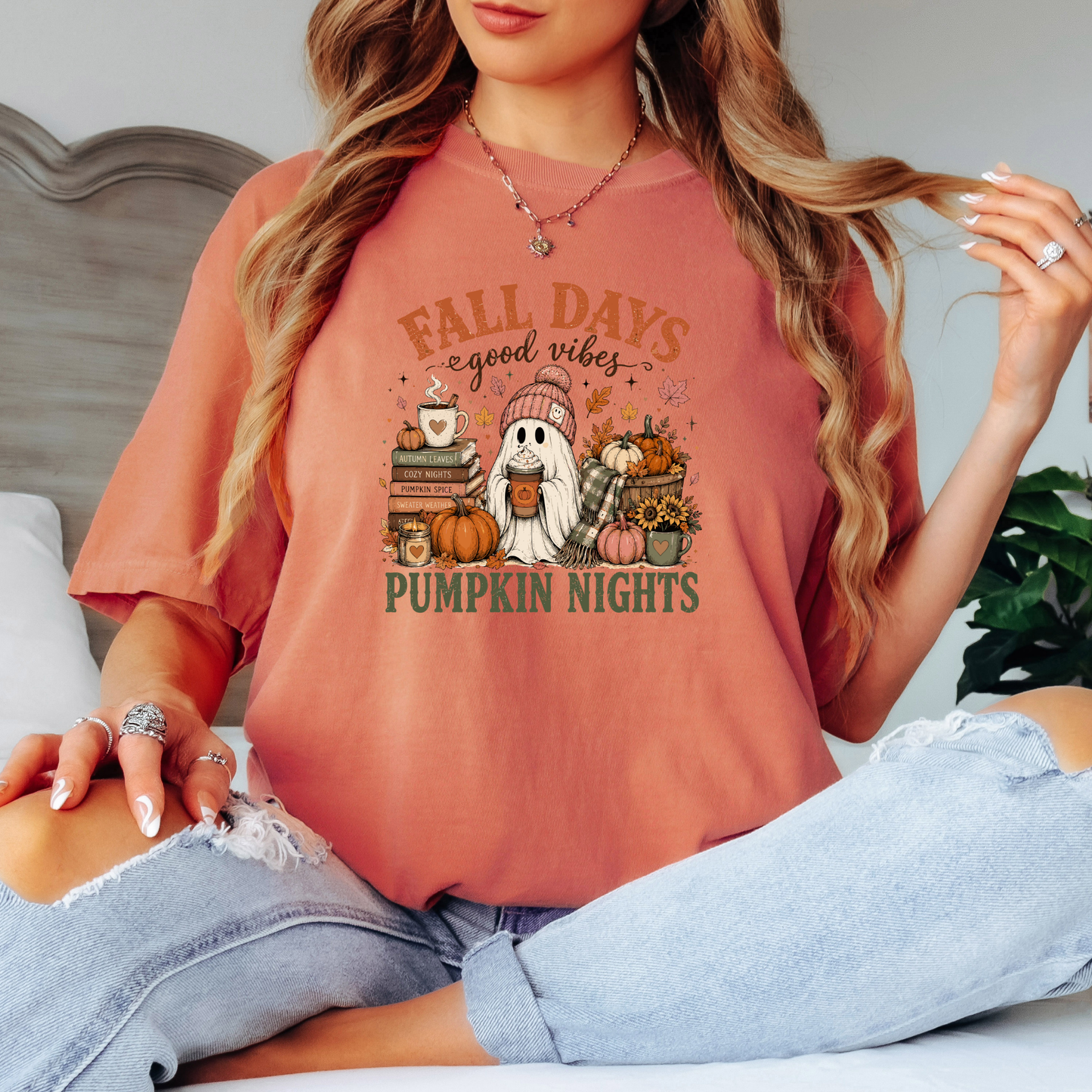 Fall Days & Pumpkin Nights Ghost T-Shirt 👻🎃🍂