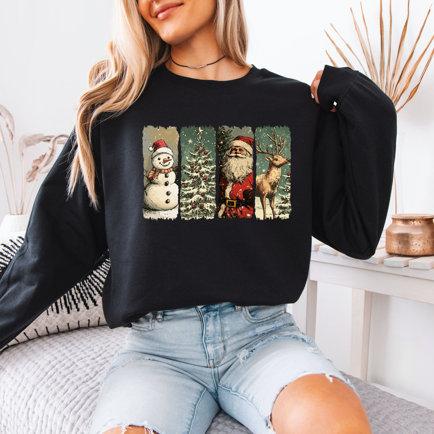 🌟 Retro Holiday Magic 🎄 Organic Cotton Sweatshirt