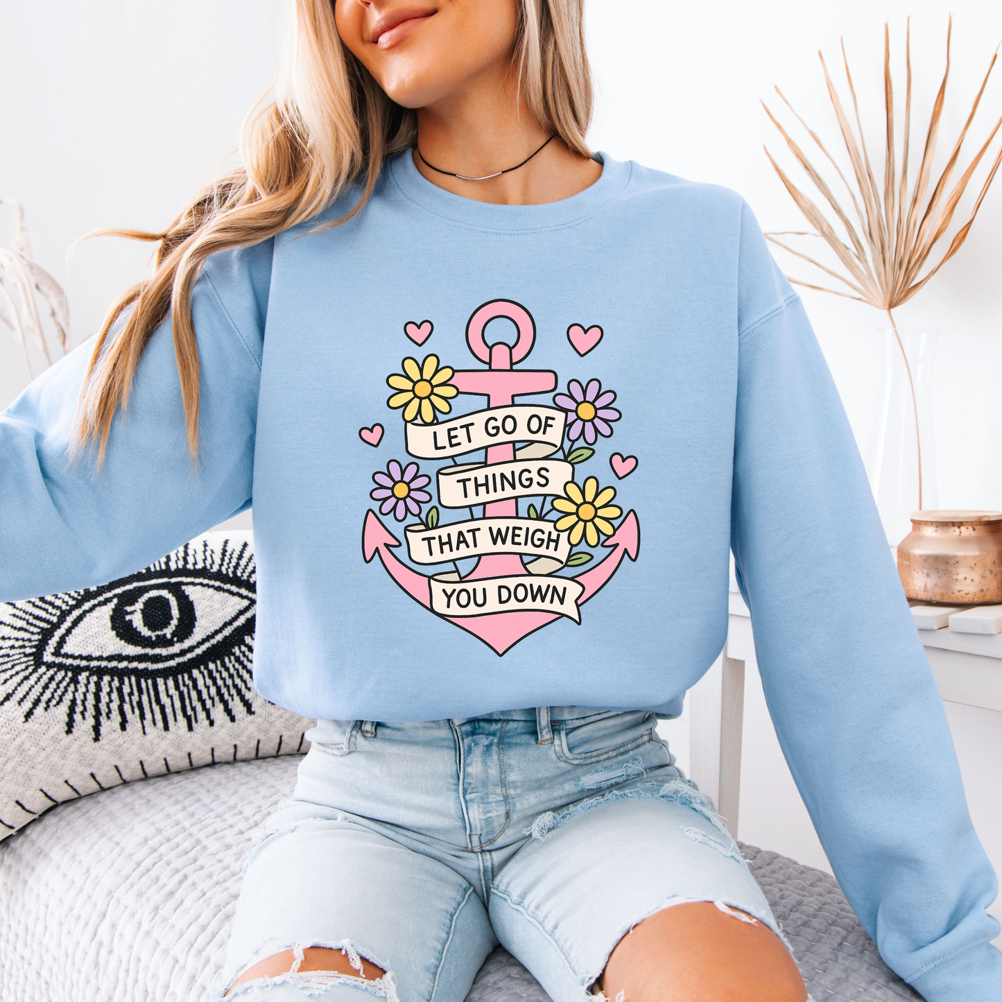 🌸 Anchor Your Peace – Let Go Graphic Sweatshirt ⚓💖