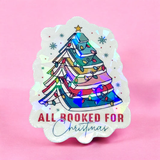📚 All Booked for Christmas Holographic Sticker 🎄✨