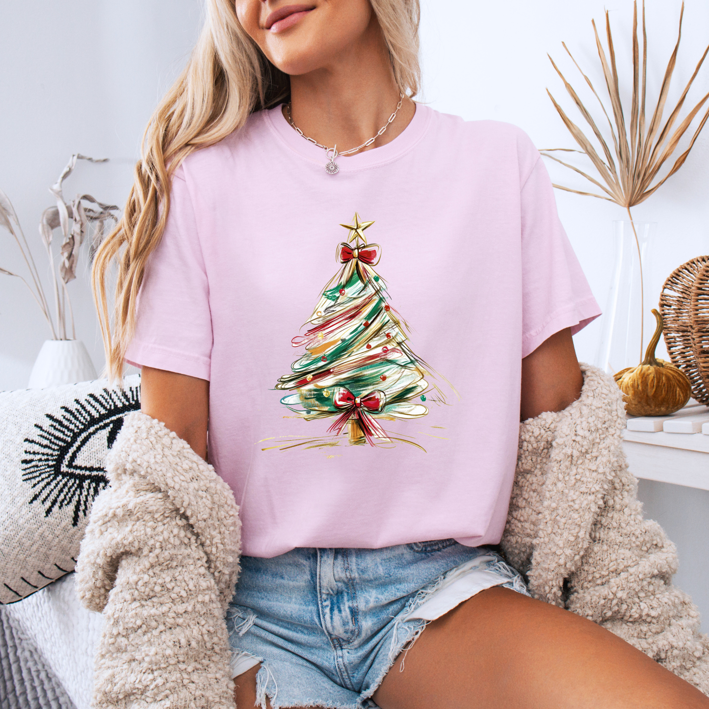 🌟🎄 Golden Brush Christmas Tree ✨ 100% Organic Cotton T-Shirt