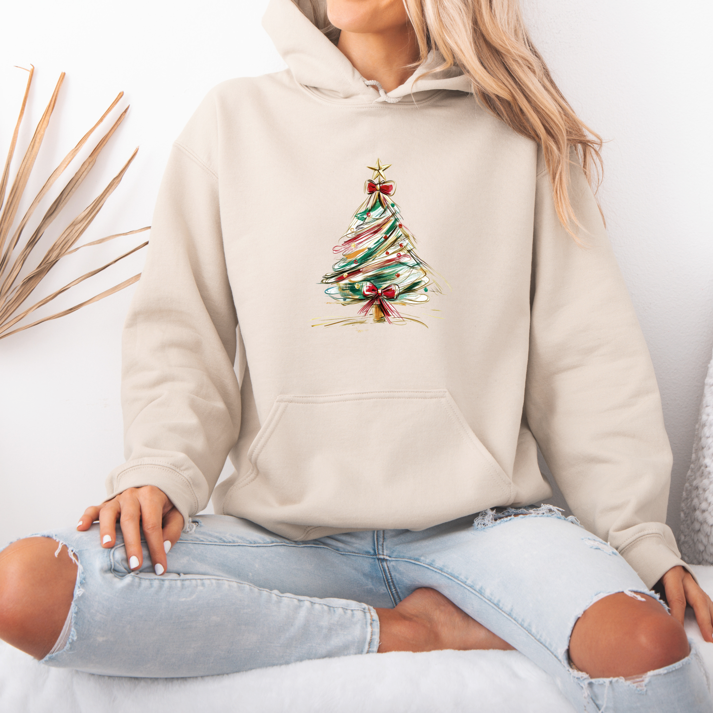 🌟 Golden Brush Christmas Tree 🎄  Luxuriously Thick Hoodie