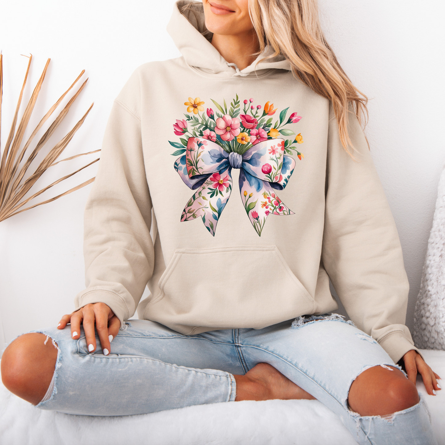 Spring Bow Cotton Hoodie