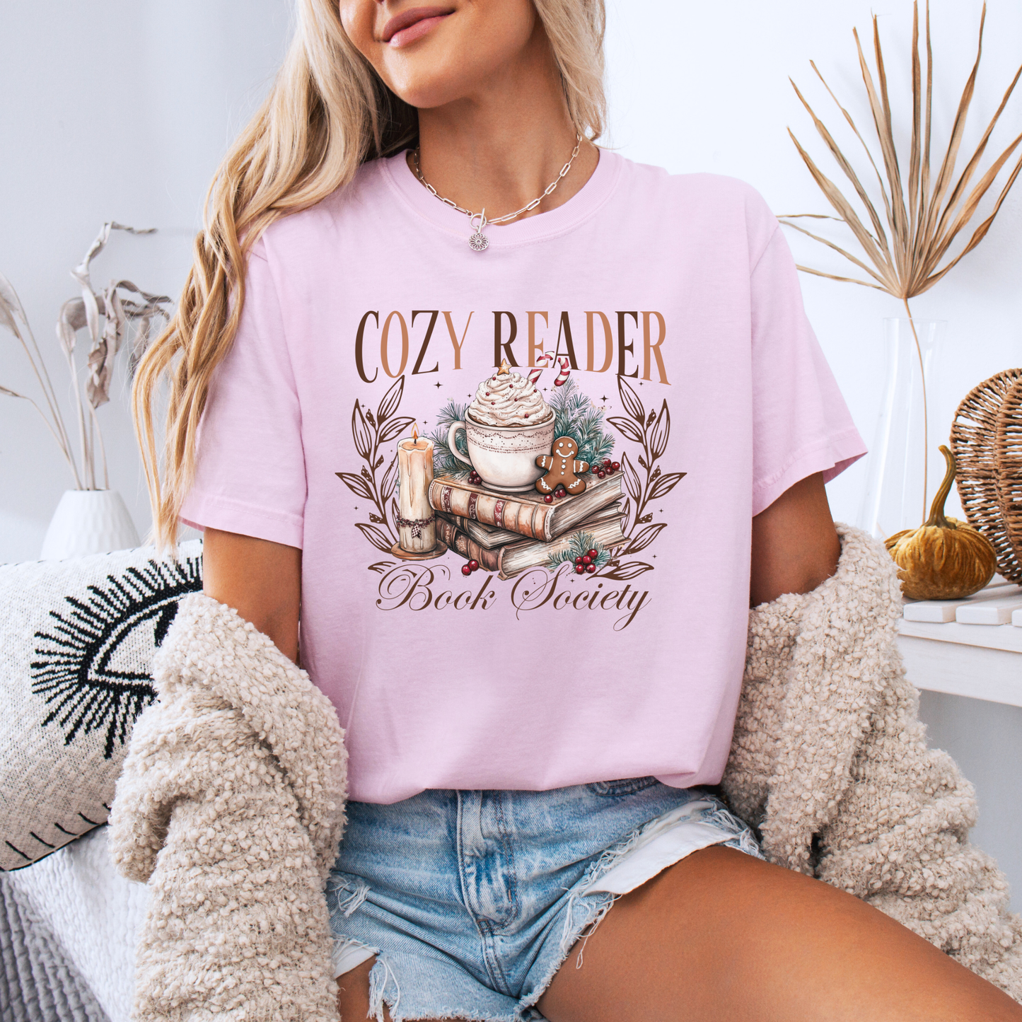 ☕📖 Cozy Reader Society ✨  100% Organic Cotton T-Shirt