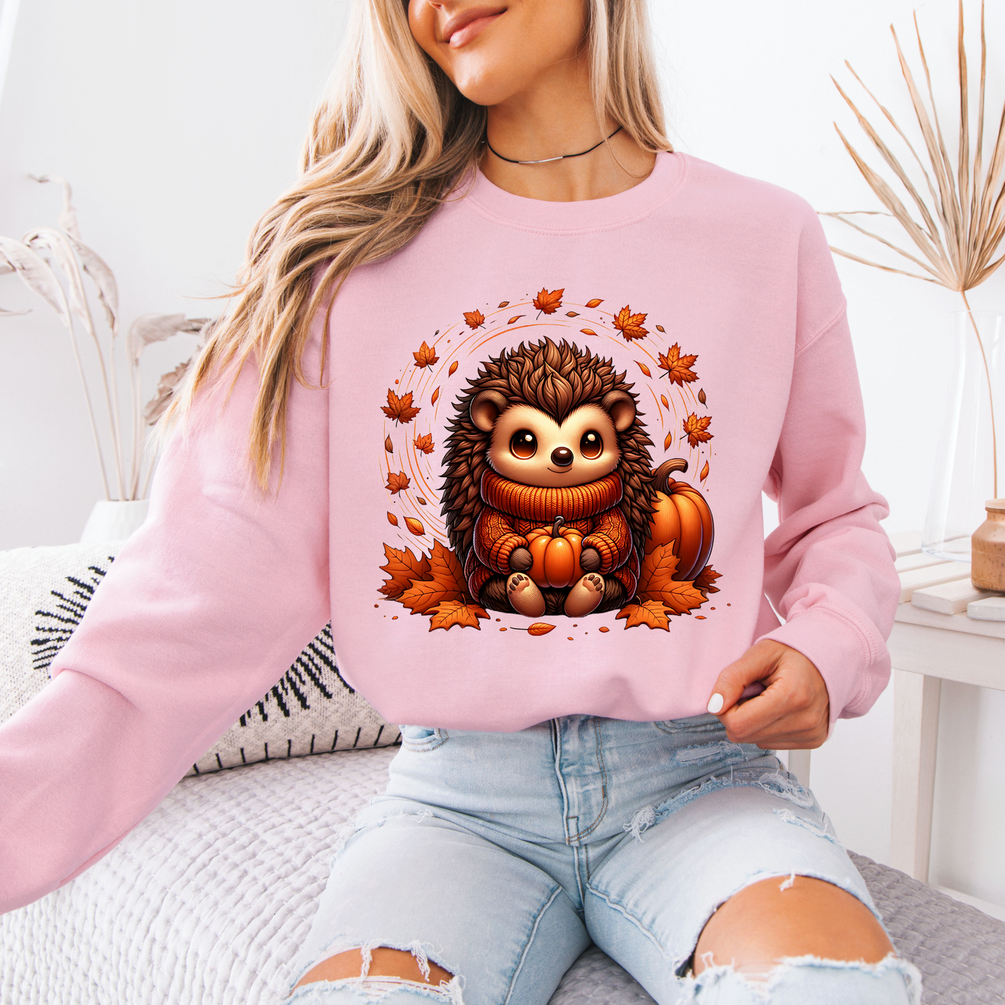 🎃🦔 Cute Cozy Hedgehog Fall 🍂Cotton Sweatshirt