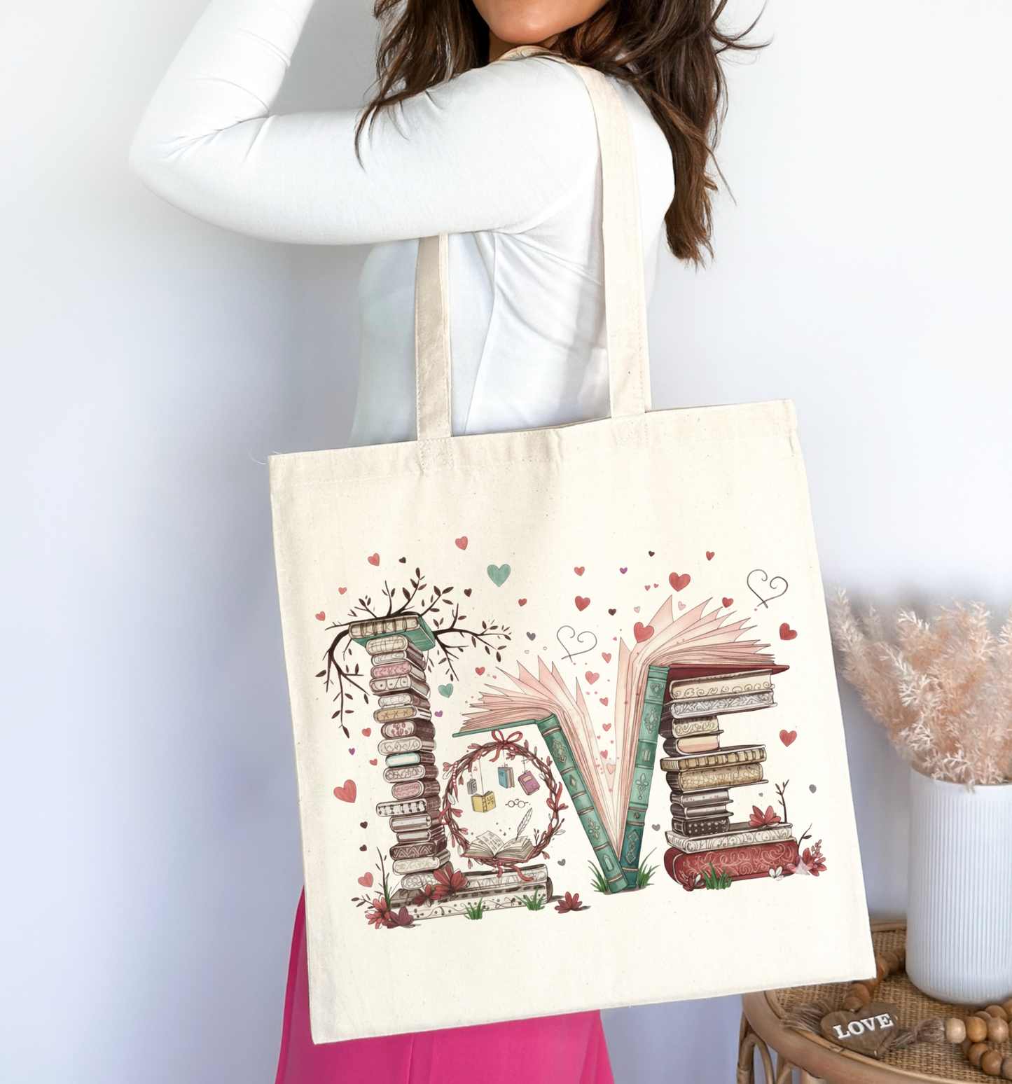 Book Lover “LOVE” Literary Tote Bag 📚❤️