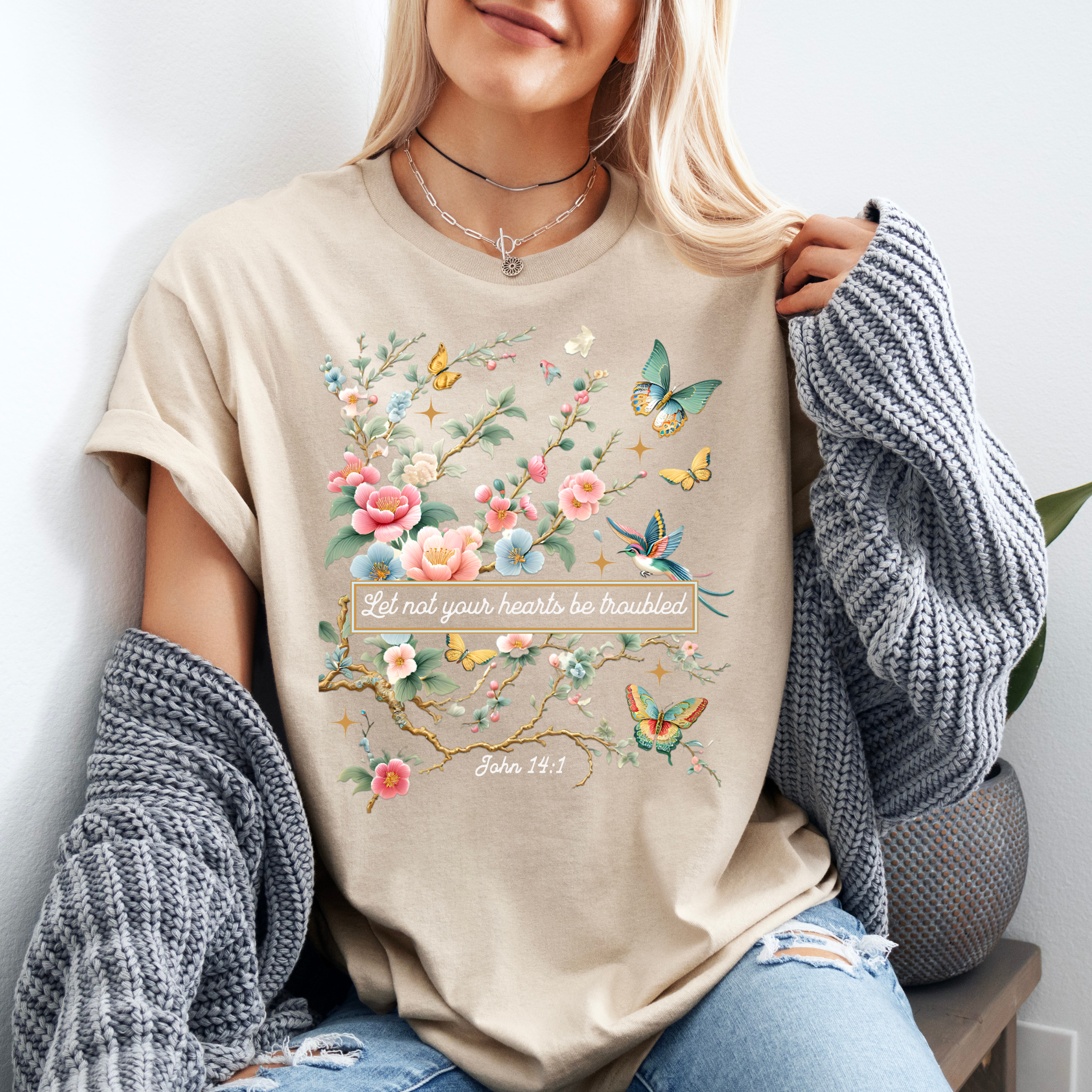 Let Not your Heart be troubled T-shirt 100% Organic Cotton