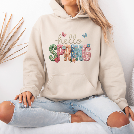 Hello Spring Floral Patch ✨Luxuriously Thick Hoodie✨ 🌸🦋