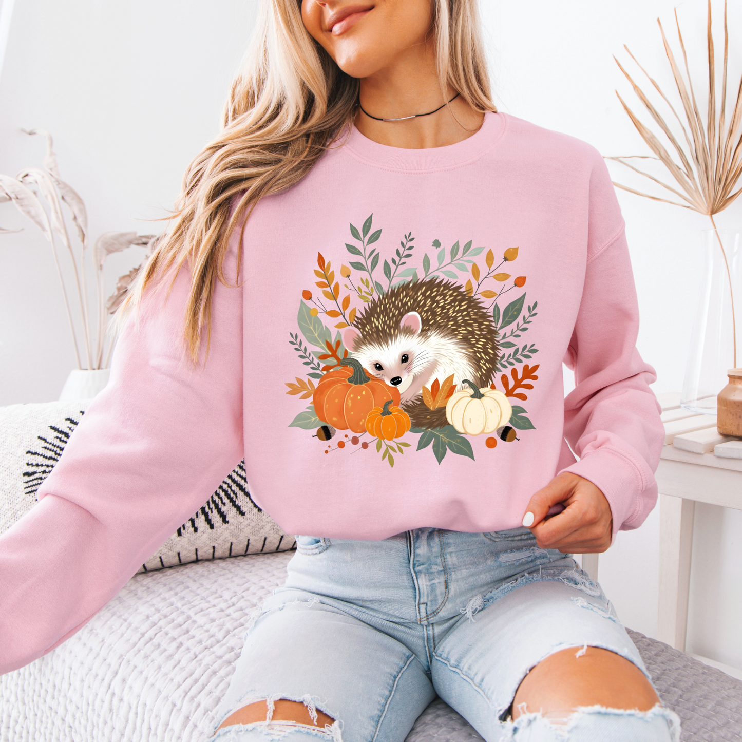 🍂 Forest Hedgehog Fall Vibes 🧡Cotton Sweatshirt