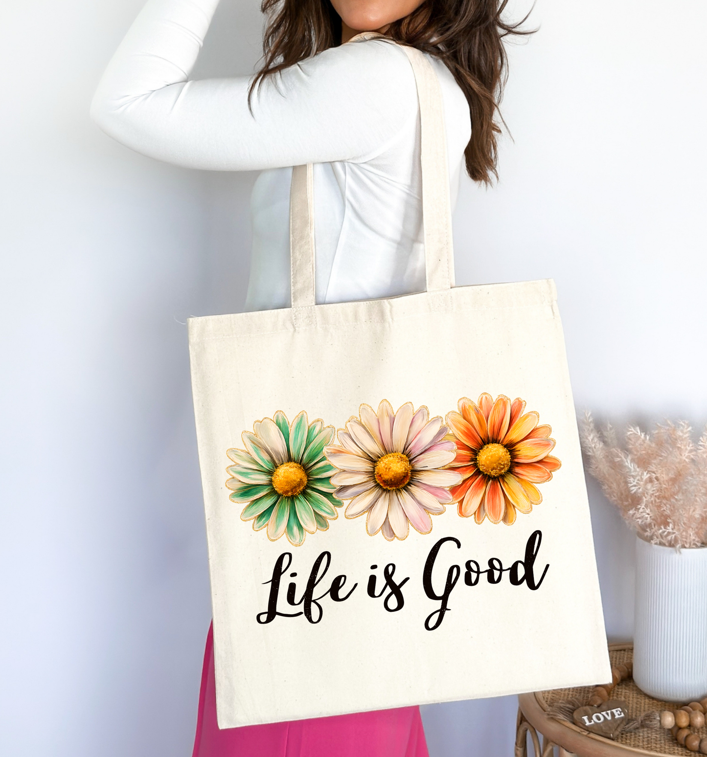 Floral Daisy Canvas Shopper Bag 🌼