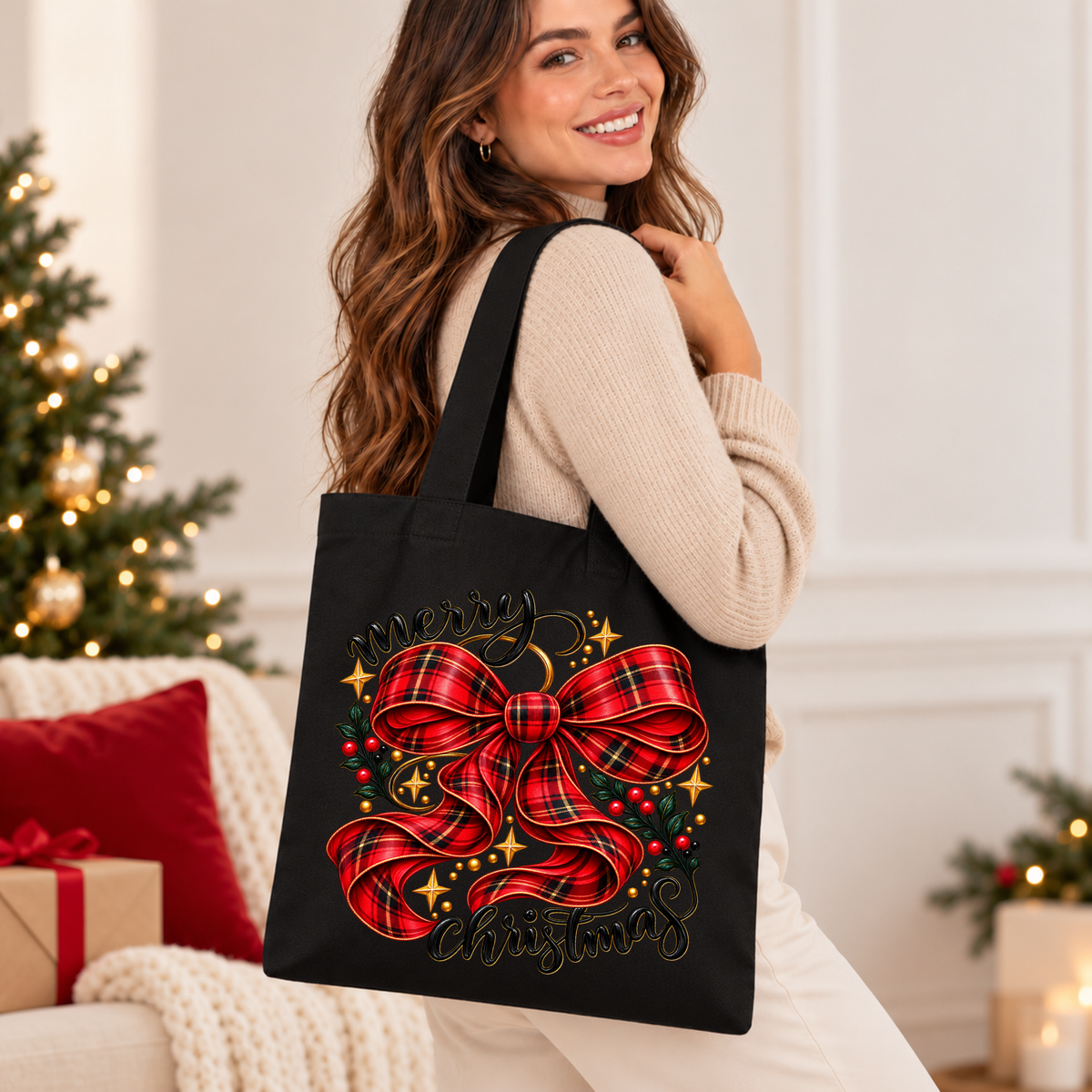 A Tartan Christmas Wish 🎀✨ Christmas Tote Bag