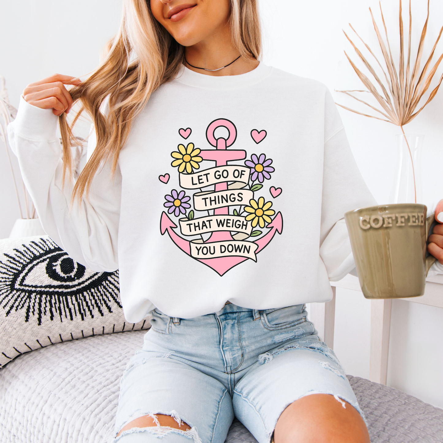 🌸 Anchor Your Peace – Let Go Graphic Sweatshirt ⚓💖