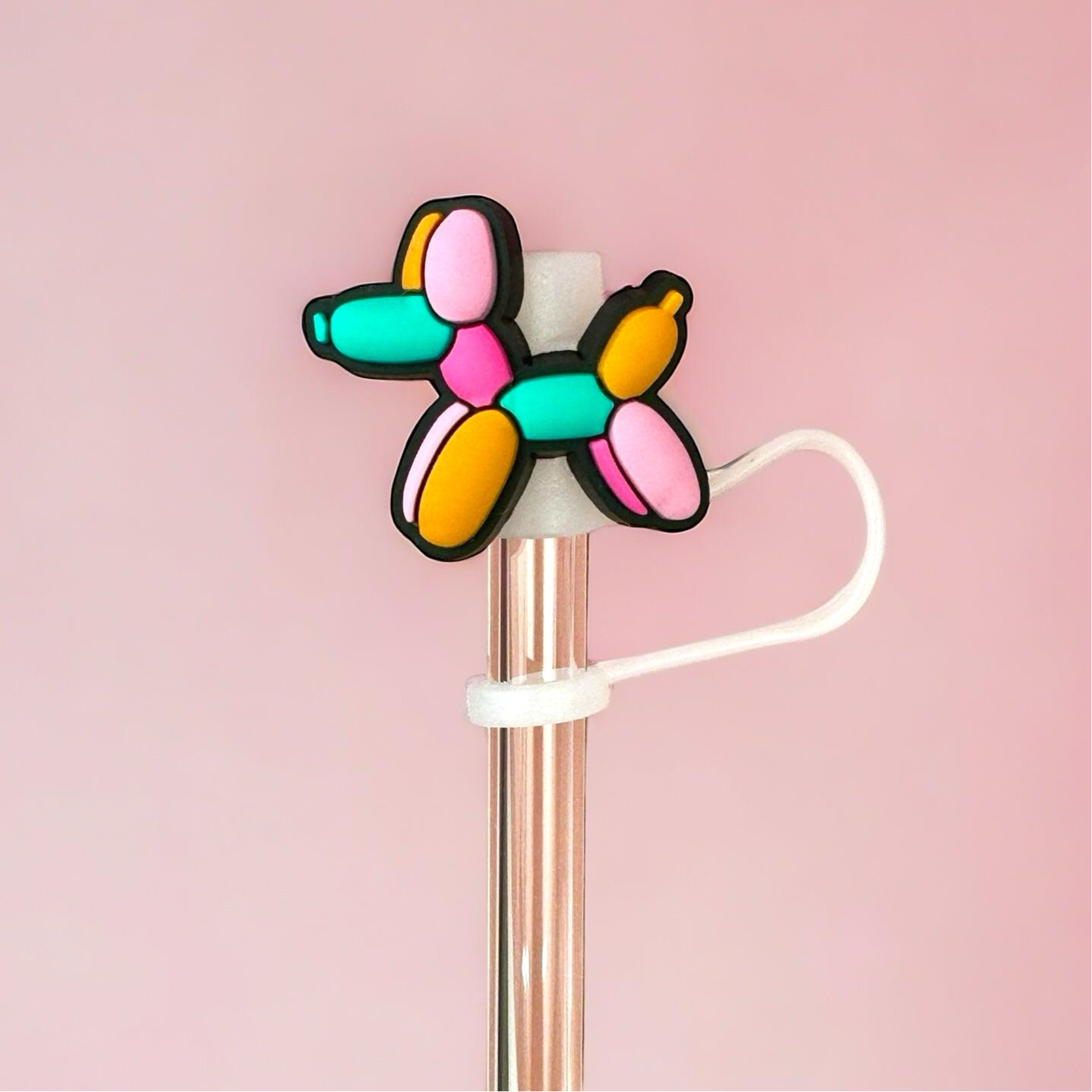 Colourful Balloon Dog Straw Topper