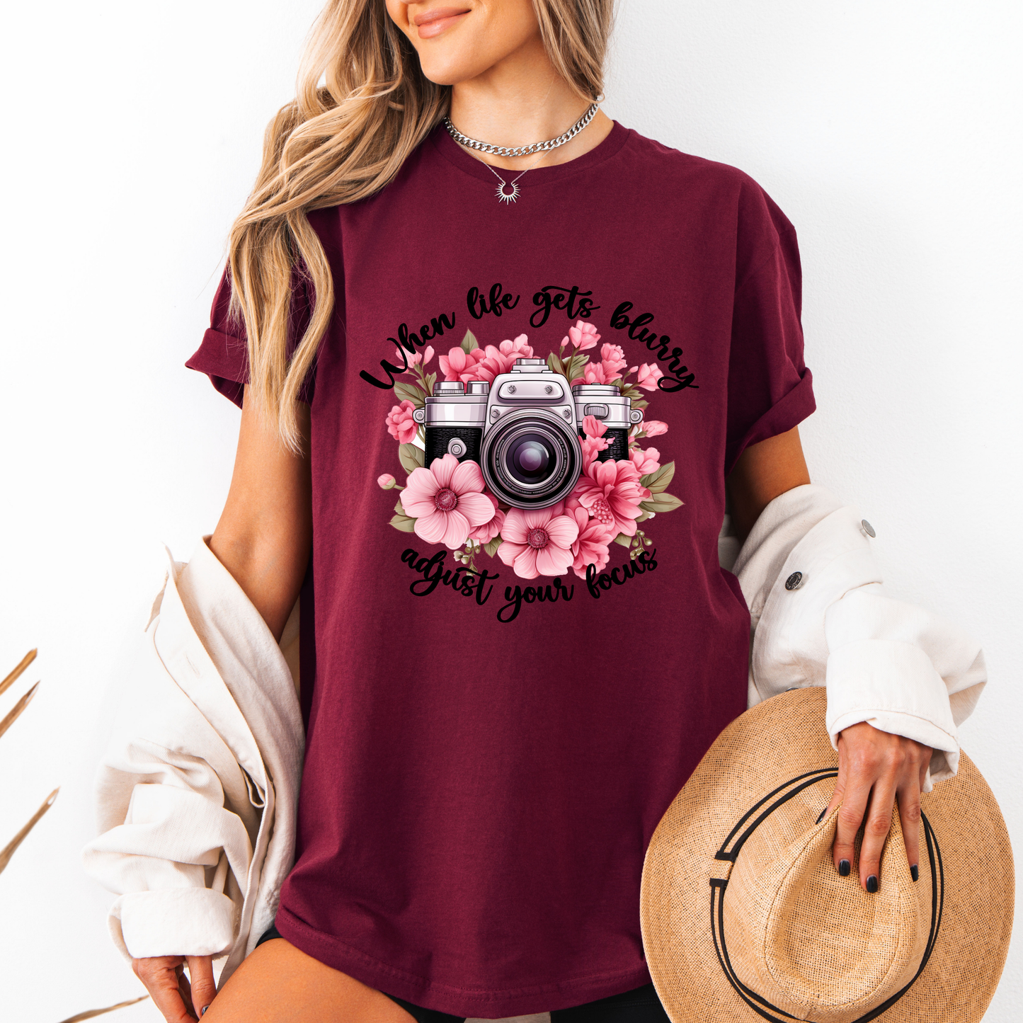 📸 Bloom & Focus Tee 🌸 | Inspirational Camera Quote Shirt