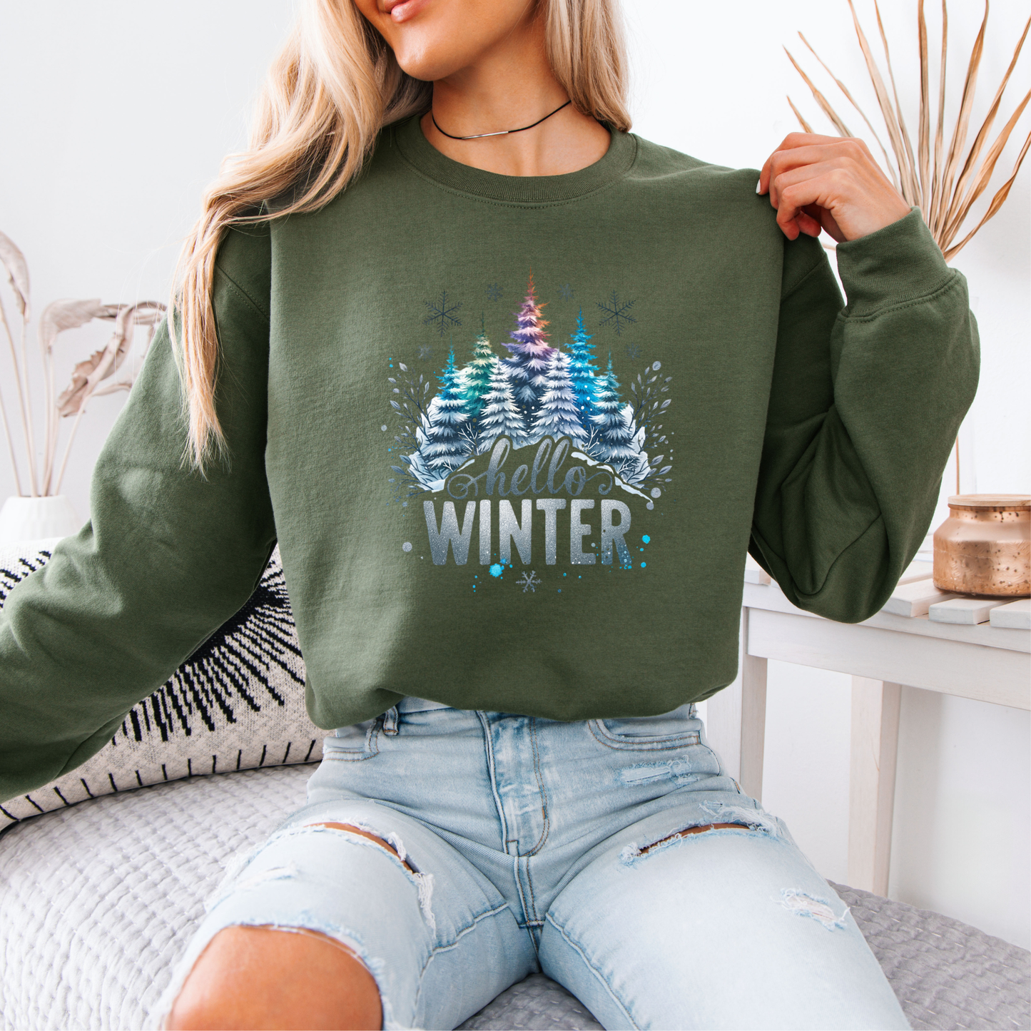 🌲 Frosted Forest Glow ❄️  Organic Cotton Sweatshirt