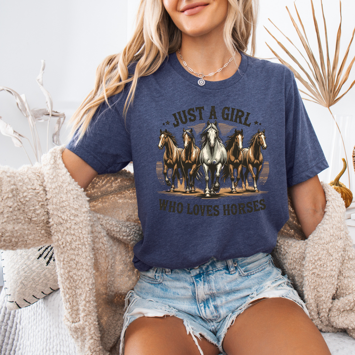 Just a Girl who loves Horses T-shirt 100% Organic Cotton