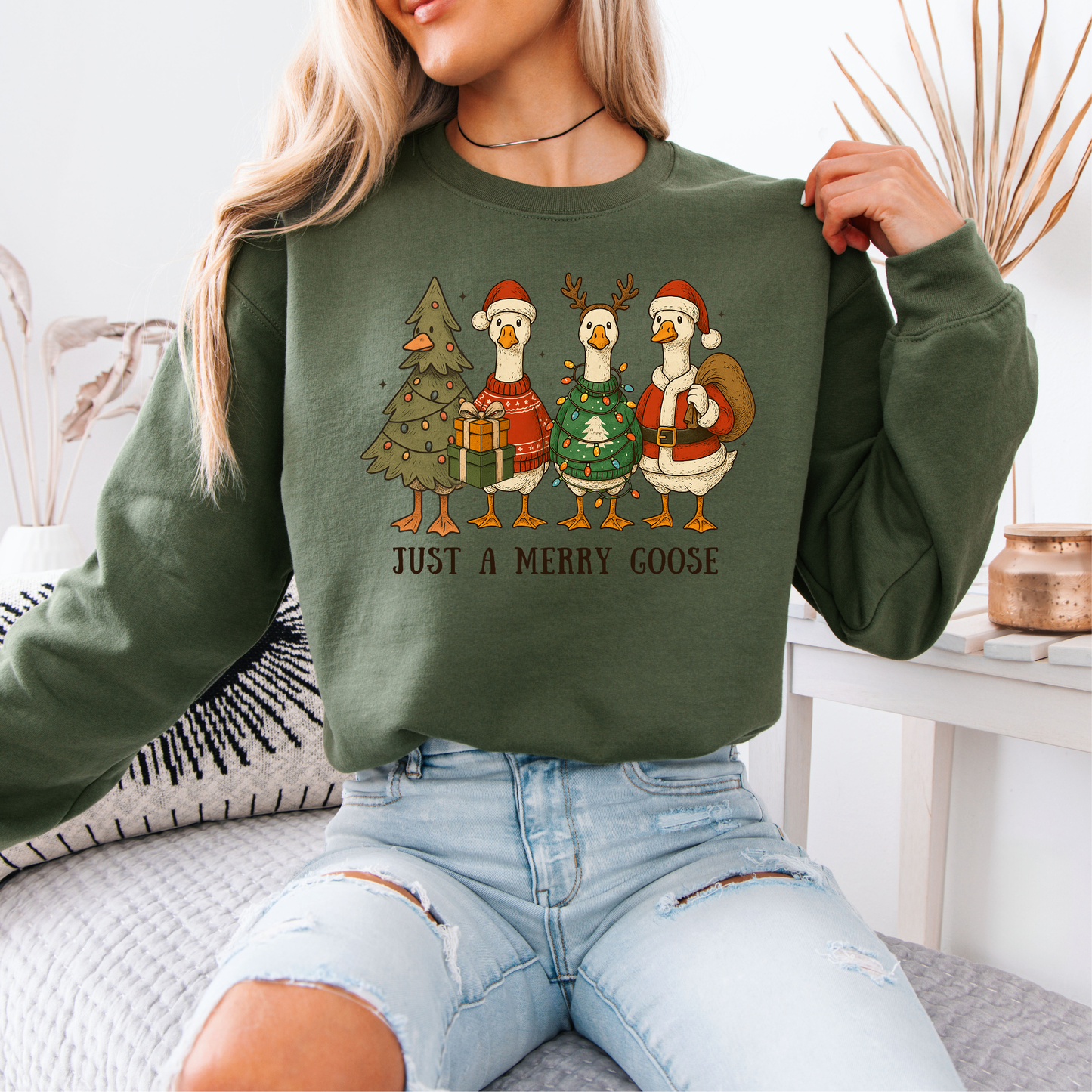 🪿 Just a Merry Goose 🎄 Organic Cotton Sweatshirt