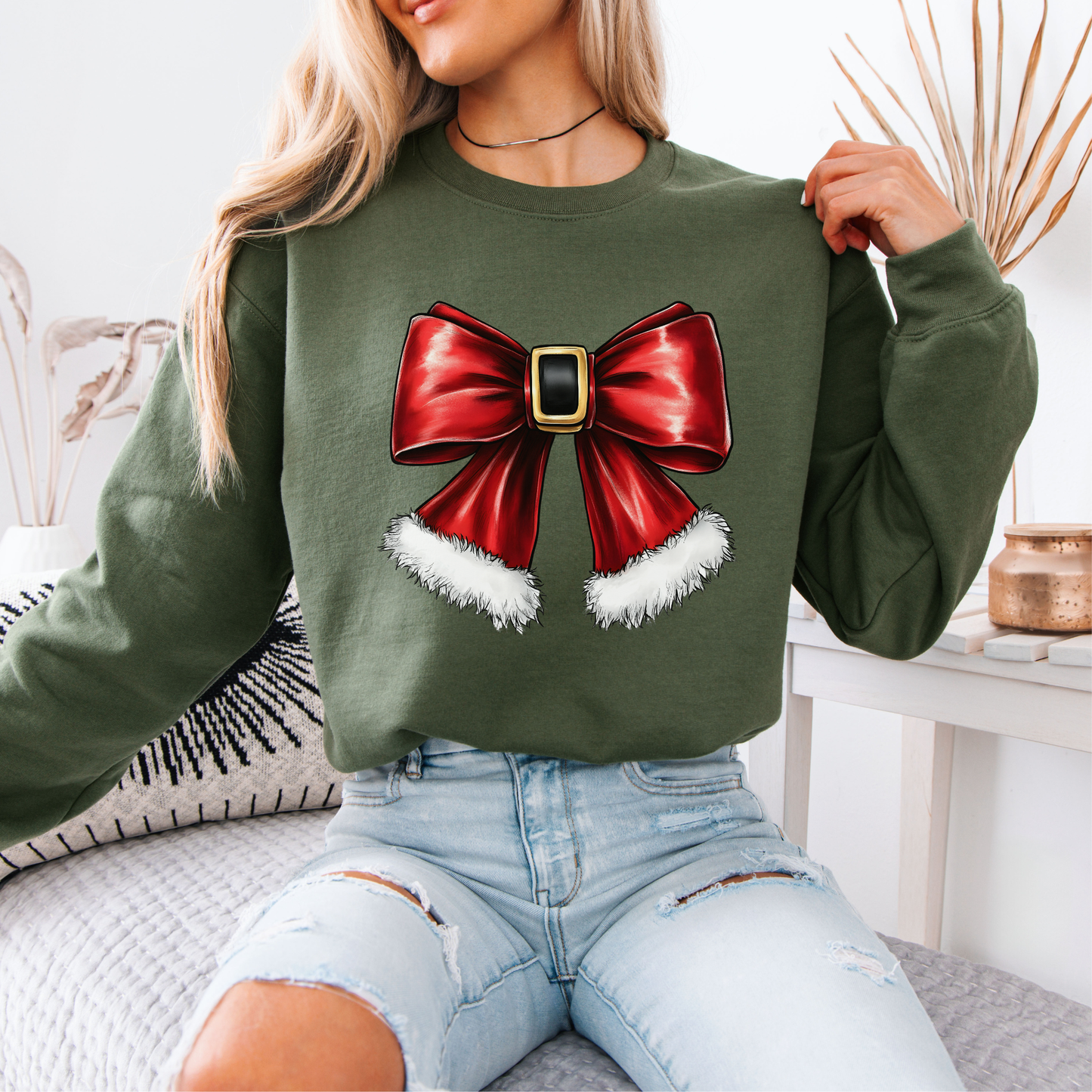🌟 Santa’s Bow🎄 Organic Cotton Sweatshirt