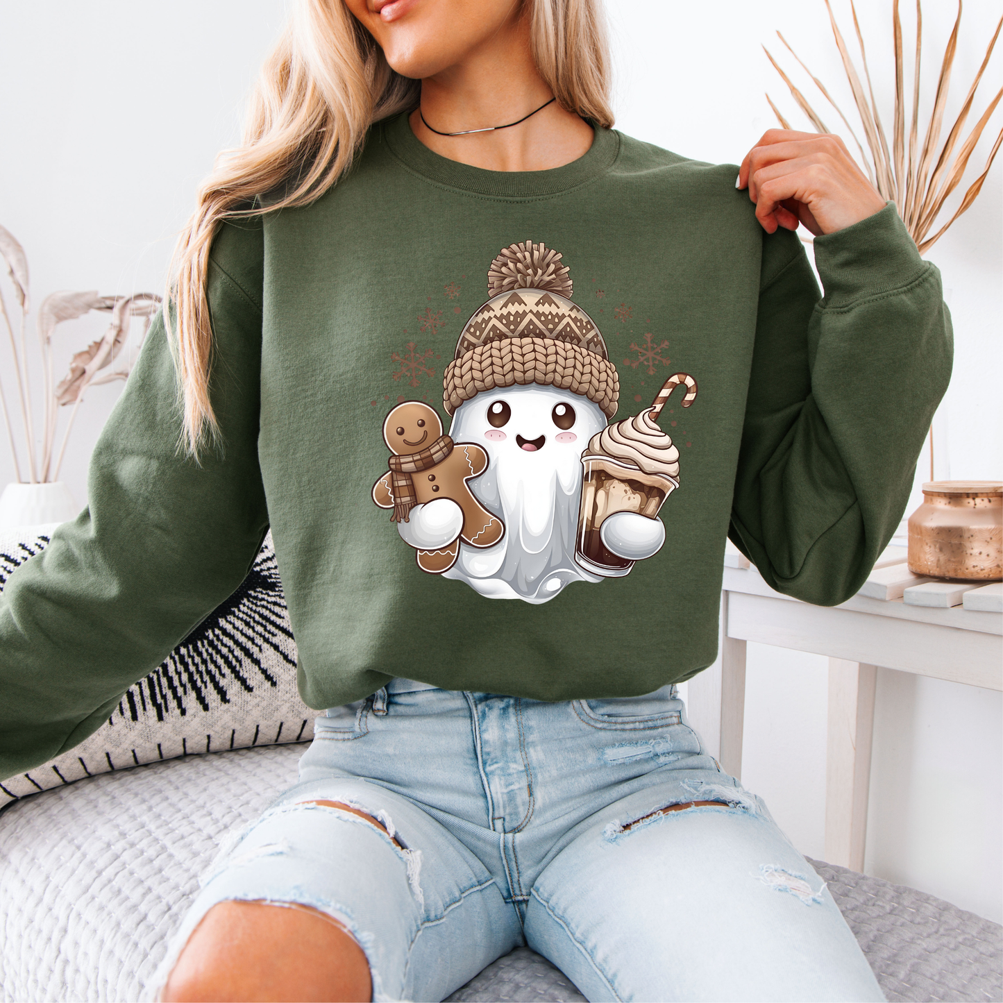 Gingerbread Ghost 👻 Organic Cotton Sweatshirt