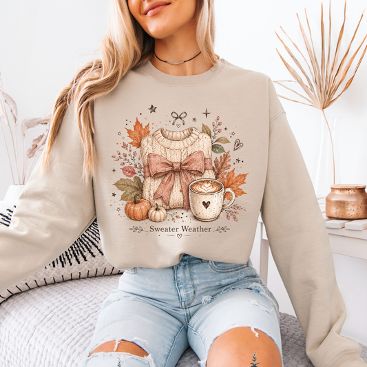 🍂🎀 Sweater Weather Bow Soft Sweatshirt 🧶✨