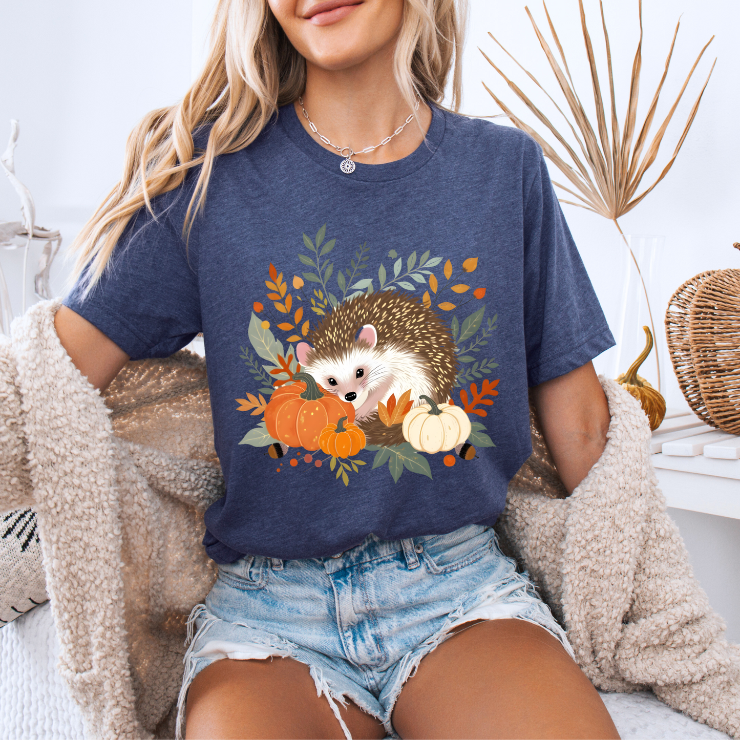 🧡 Cute Hedgehog Fall Vibes T-Shirt 🍁 100% Organic cotton