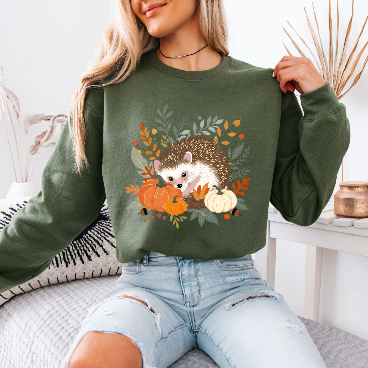 🍂 Forest Hedgehog Fall Vibes 🧡Cotton Sweatshirt