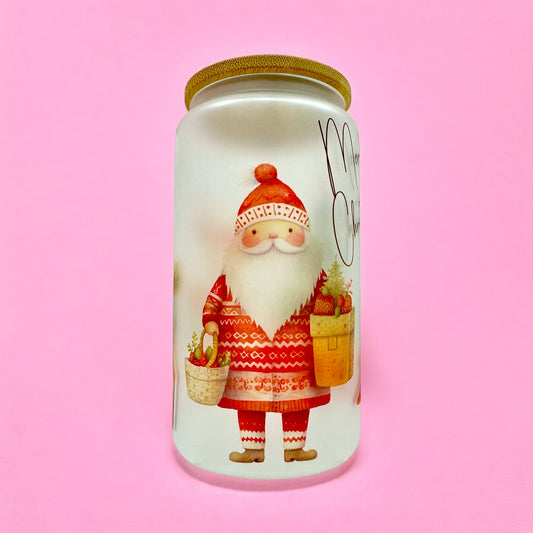 🎅 Merry Christmas 16oz Frosted Glass Cup