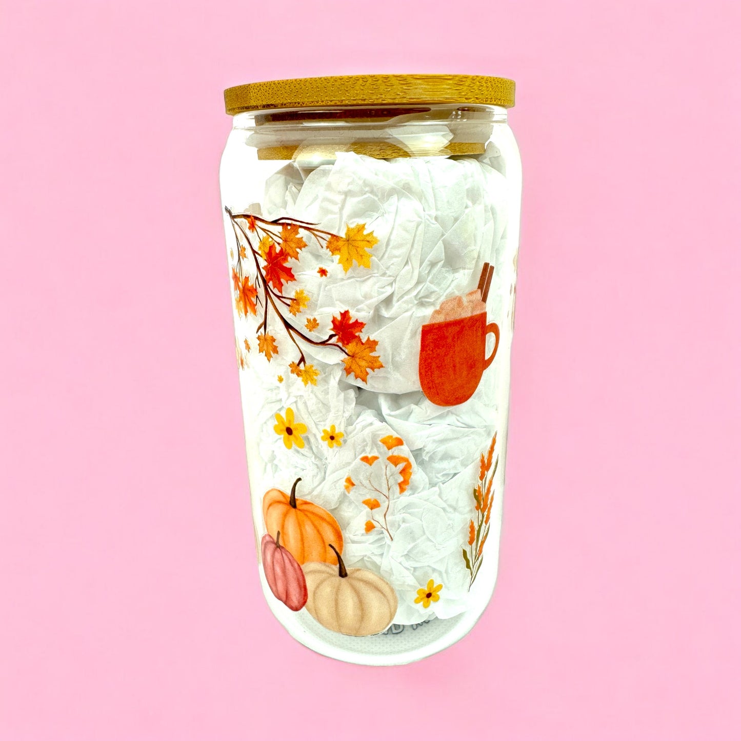 🍂 I Am an Autumn Girl and 16oz Glass Can with Bamboo Lid & Straw 🎃☕