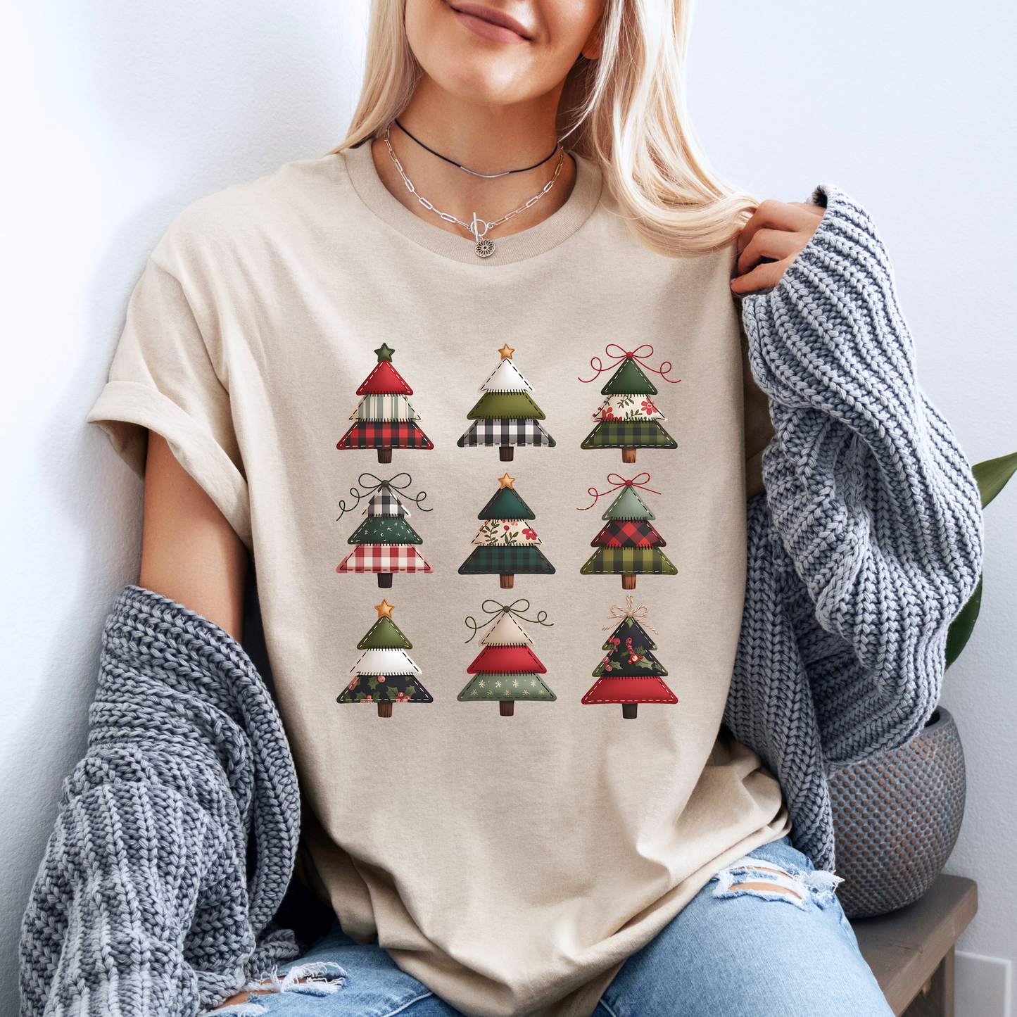 🪡🌲 Stitched Christmas Trees 💚 100% Organic Cotton T-Shirt