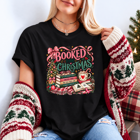 Booked for a Cosy Christmas 🎀📚🎄 Organic Cotton Christmas T-Shirt
