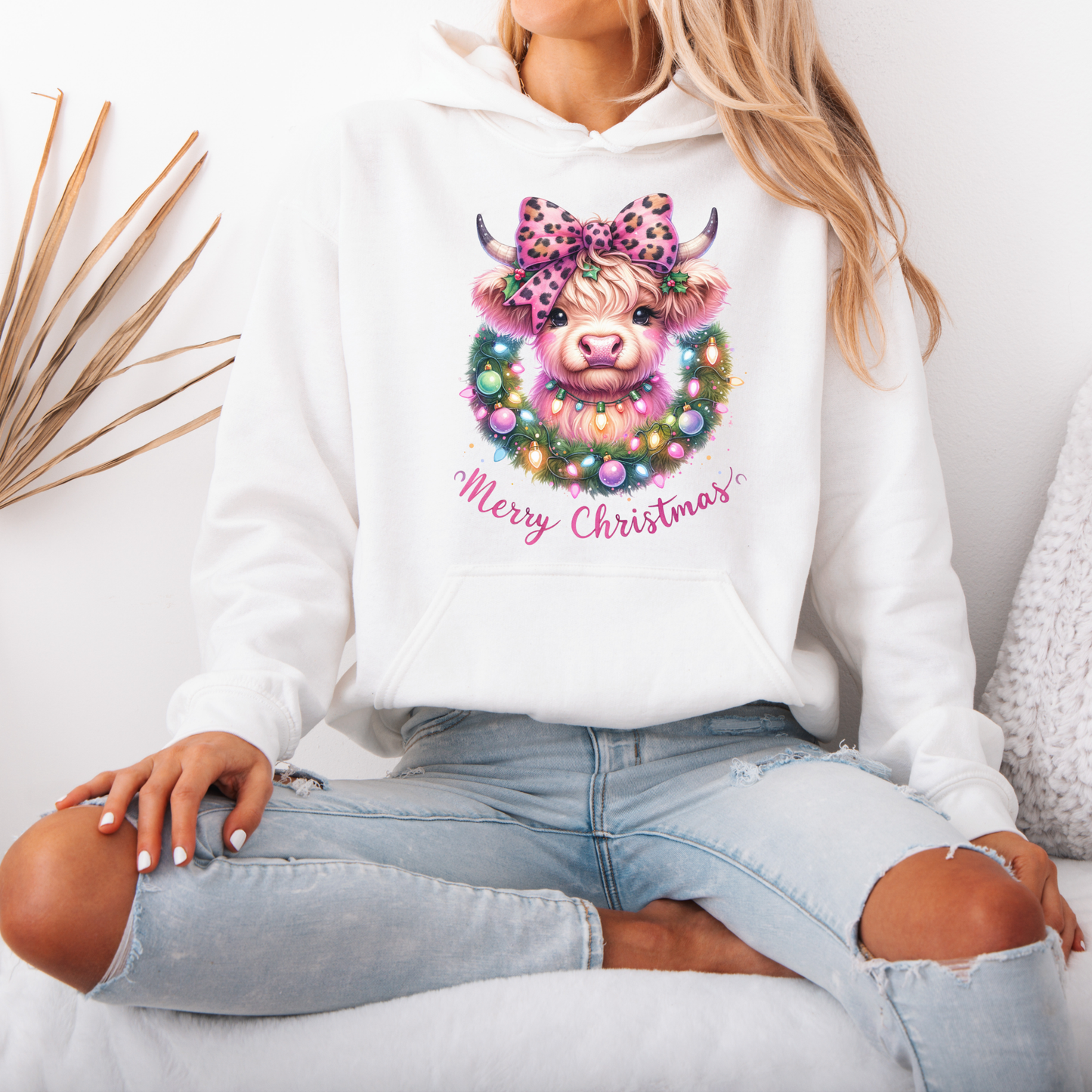 🎀🐮 Coquette Highland Cow 🐮🎀 Luxuriously Thick Hoodie