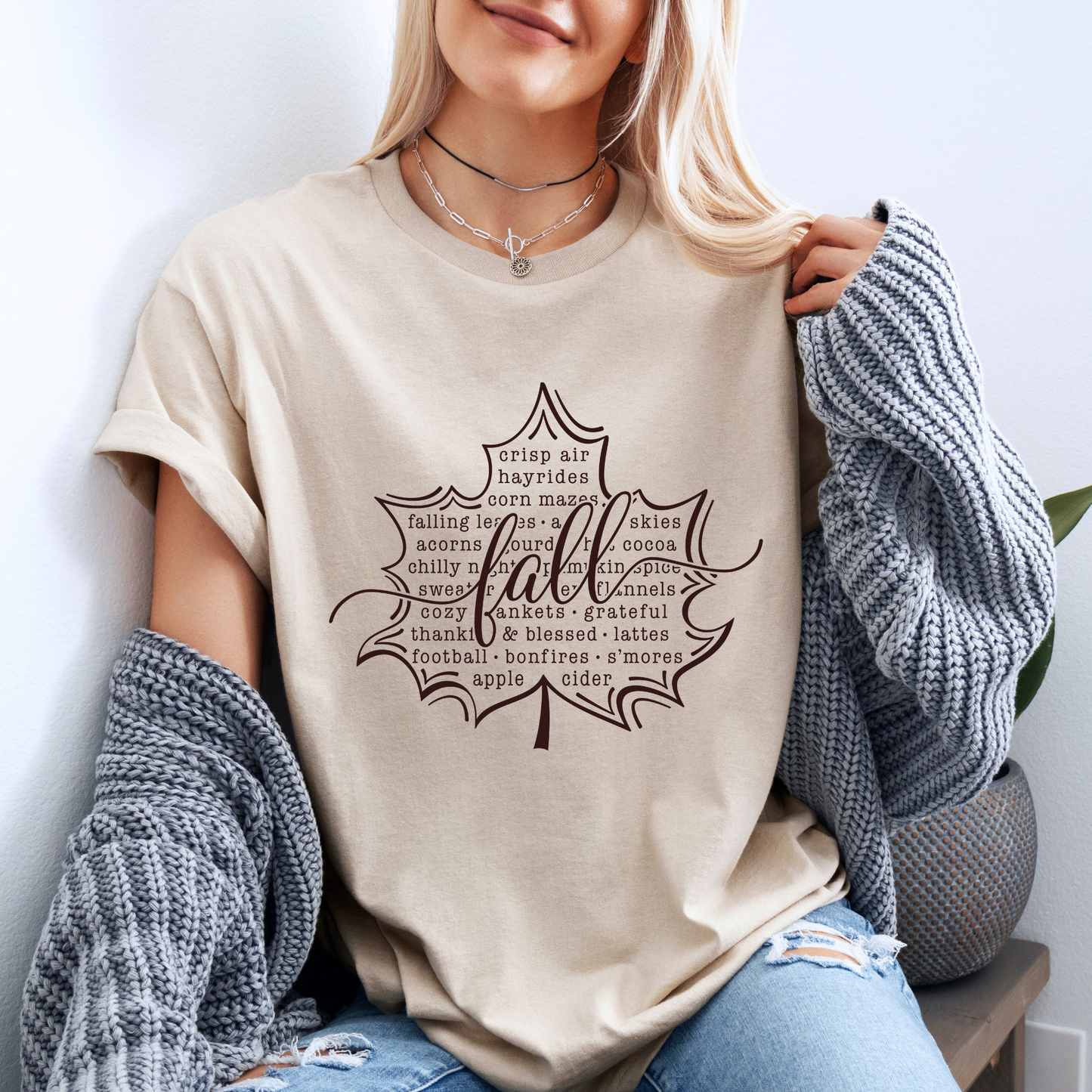 🍂 Fall Words Leaf Tee 🍁☕100% Organic cotton