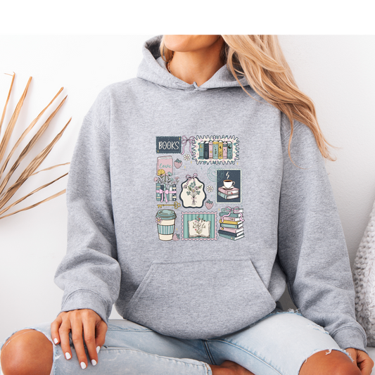 Luxurious Thick Cozy Book Lover Aesthetic Hoodie 📚☕🌿✨