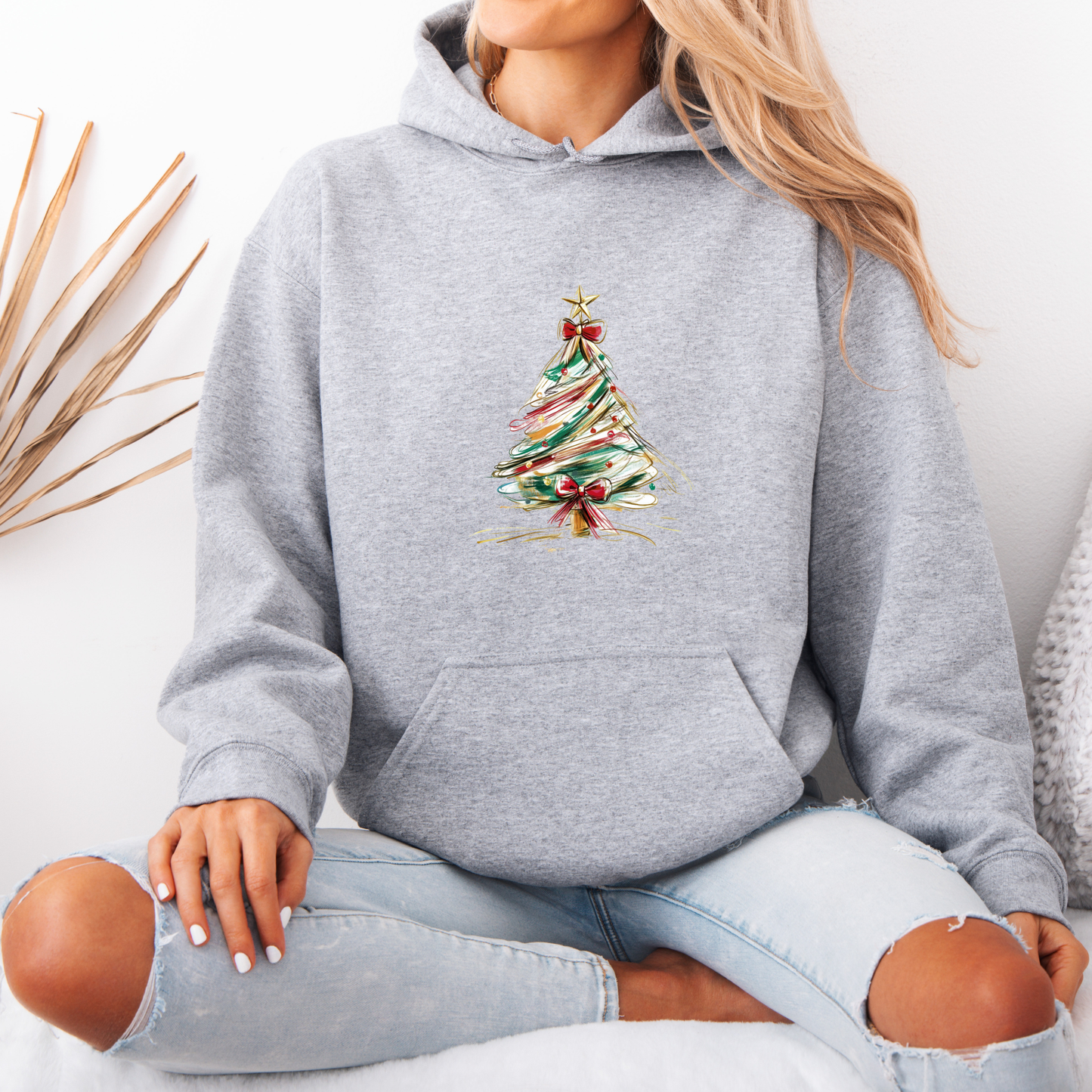 🌟 Golden Brush Christmas Tree 🎄  Luxuriously Thick Hoodie