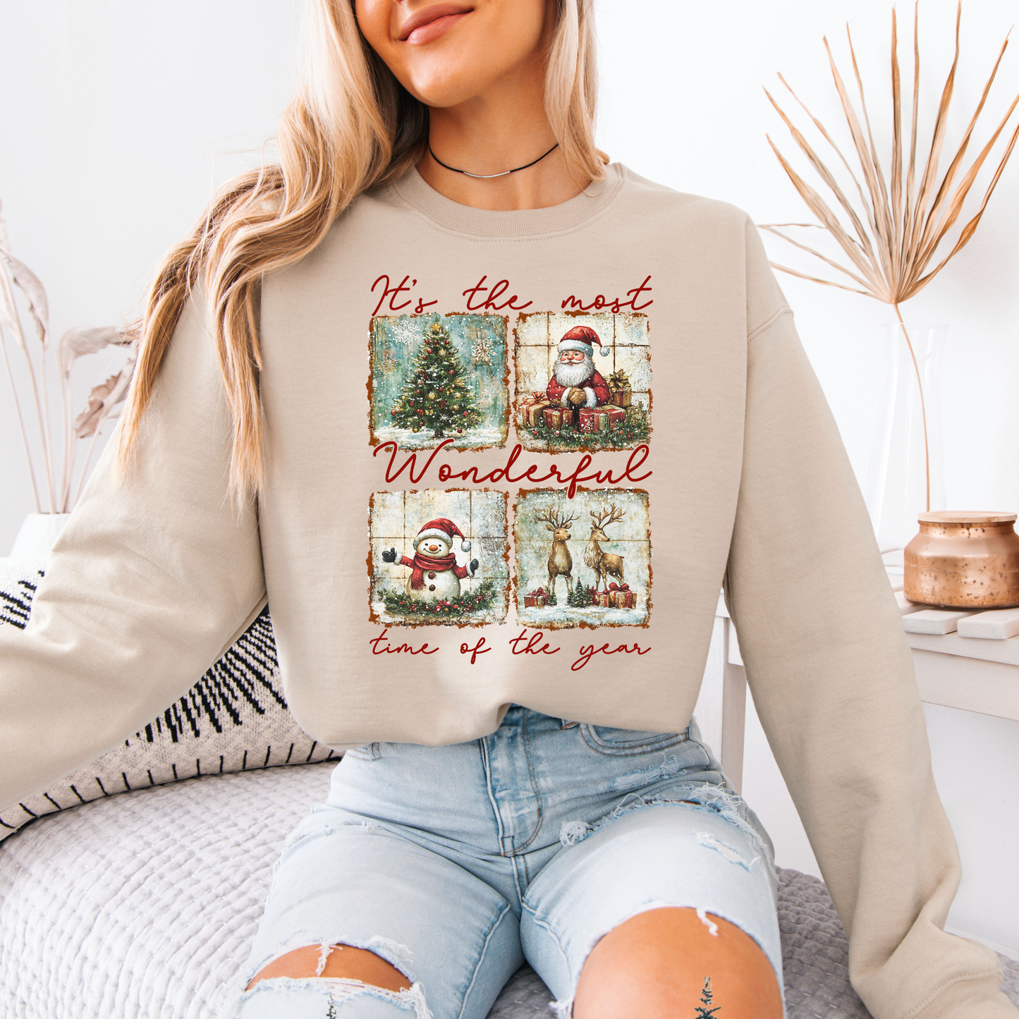 🎄 Vintage Christmas Magic ✨ Organic Cotton Sweatshirt