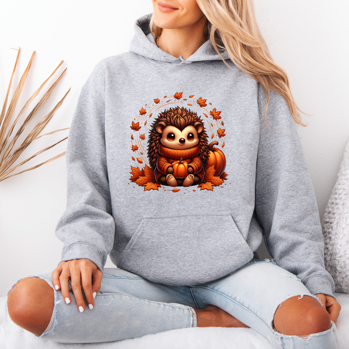 🧡 Pumpkin Patch Hedgehog 🍁 🎃Luxuriously Thick Hoodie