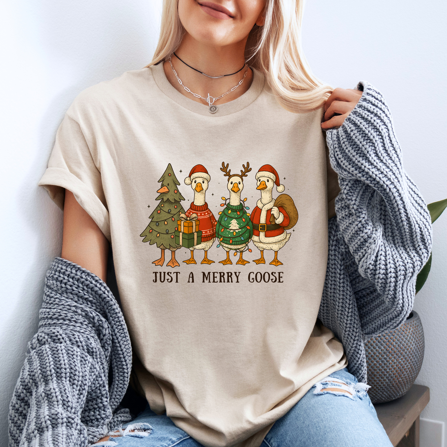🪿🎄 Just a Merry Goose ✨  100% Organic Cotton T-Shirt