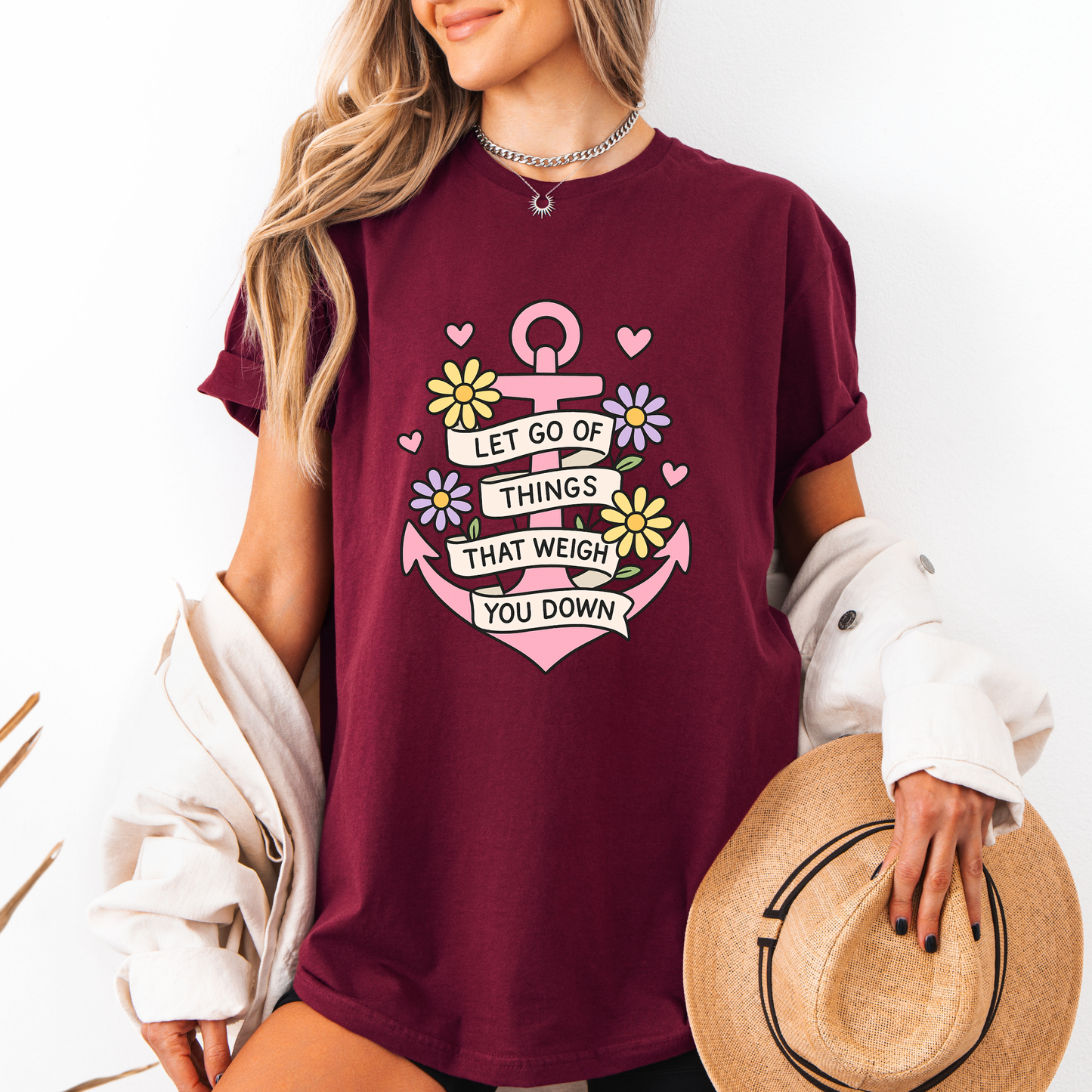 ⚓ Let Go Tee 💖🌼 | Positive Anchor Quote Shirt